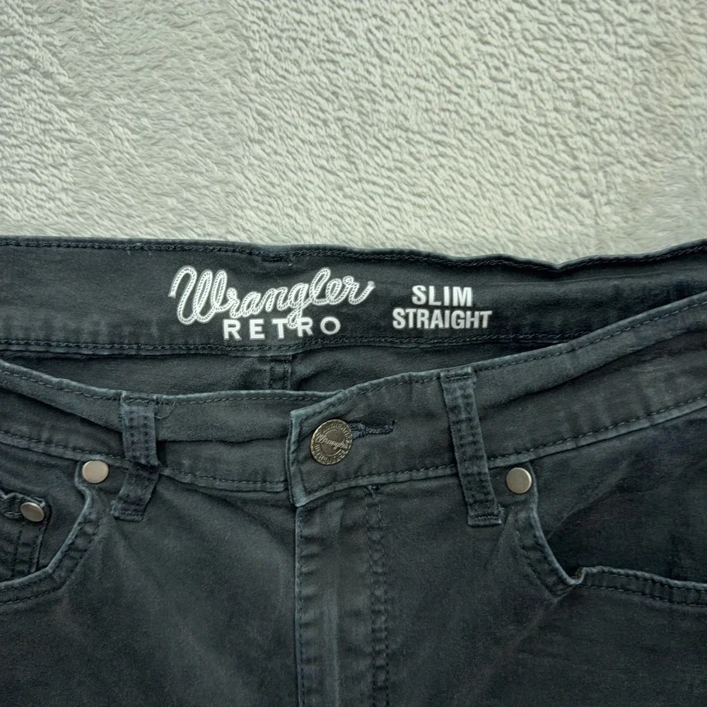 Wrangler Pants Mens 32x30 Black Retro Slim Straight 1088MWZBK Stretch Cotton